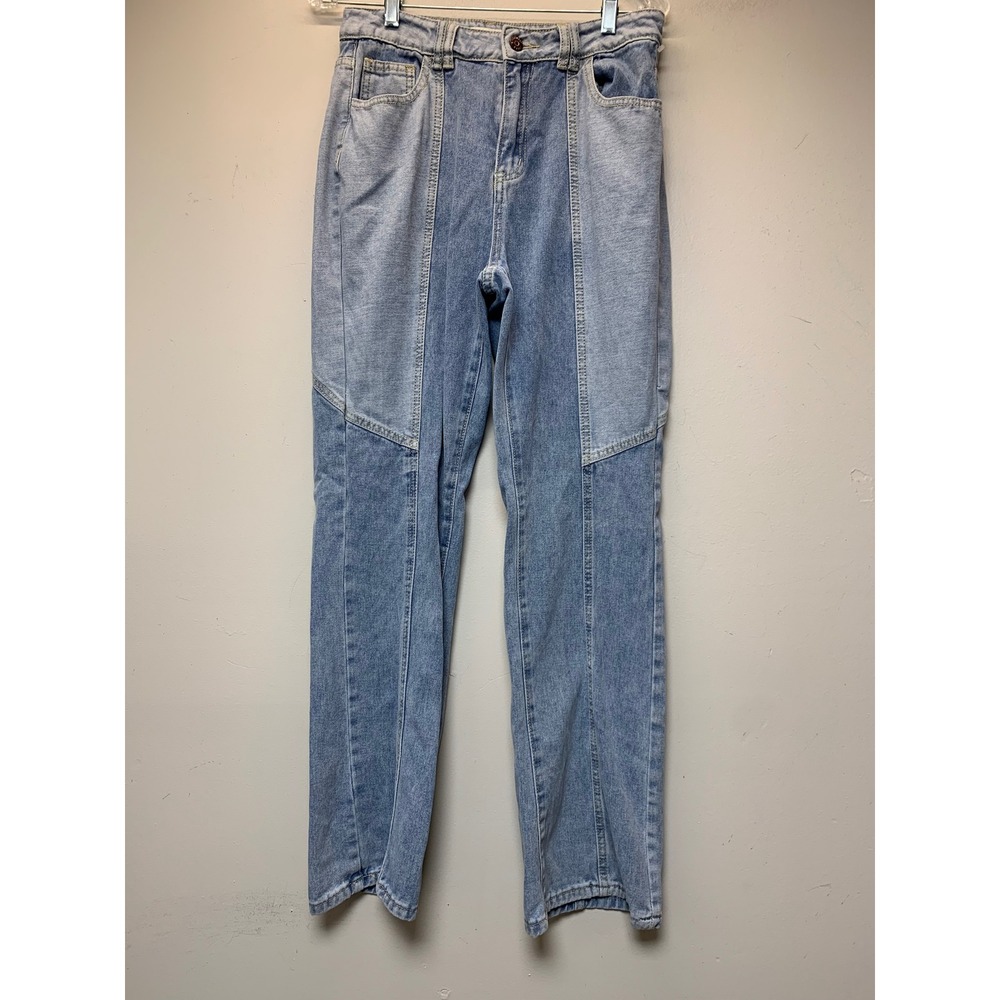 Sincerely Jules‎ Two-Tone Paneled Jeans Women 9/28 Blue Excellent Straight Leg